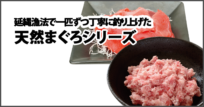 延縄漁法で一匹ずつ丁寧に釣り上げた天然まぐろシリーズ